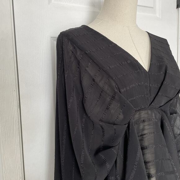 Lulus Satin Plisse Top Women S Witchy Fairy Grunge Whimsigoth Batwing Gothic - Picture 4 of 14